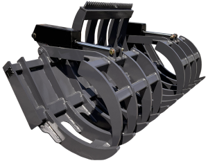 RakeLdr Custom 10ft Loader Rake 2in Tines 36in Wide Hyd Top Clamps With Cutting Edge 02 750px 300x235